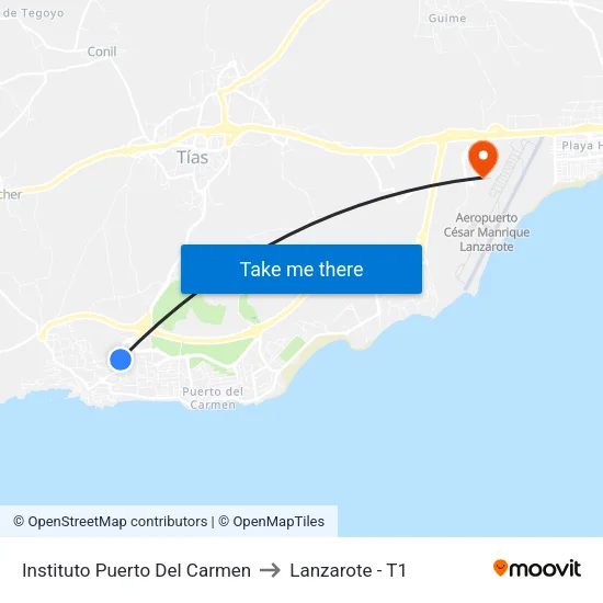 Instituto Puerto Del Carmen to Lanzarote - T1 map