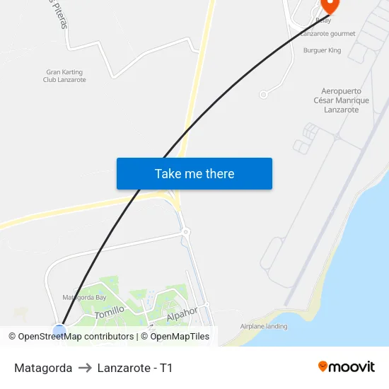 Matagorda to Lanzarote - T1 map