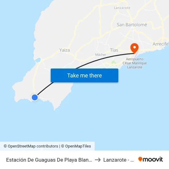 Estación De Guaguas De Playa Blanca to Lanzarote - T1 map