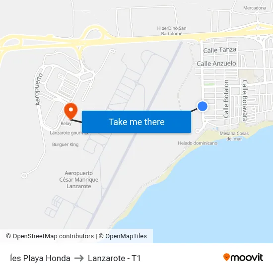 Íes Playa Honda to Lanzarote - T1 map
