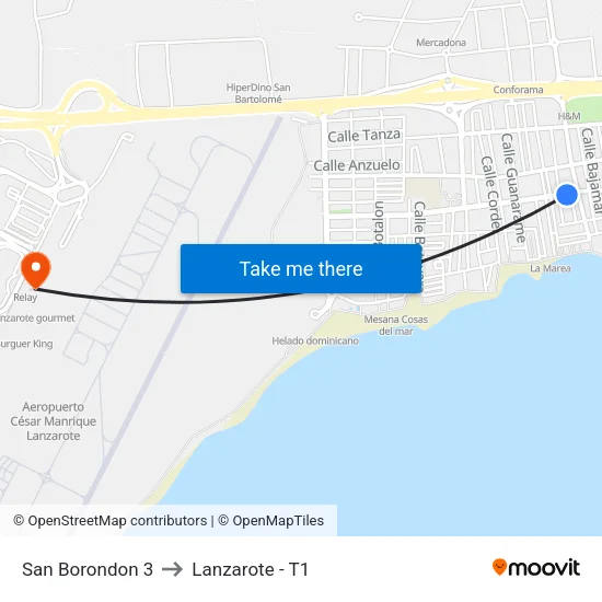 San Borondon 3 to Lanzarote - T1 map