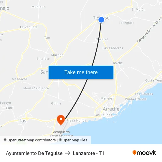 Ayuntamiento De Teguise to Lanzarote - T1 map