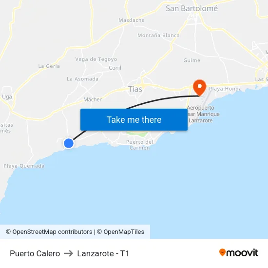 Puerto Calero to Lanzarote - T1 map