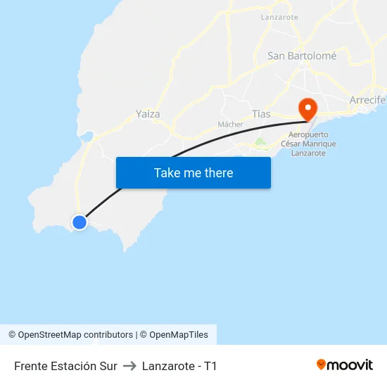 Frente Estación Sur to Lanzarote - T1 map