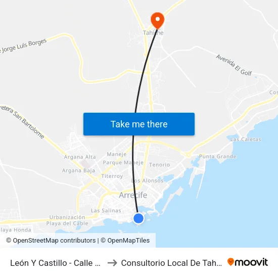 León Y Castillo - Calle Real to Consultorio Local De Tahíche map