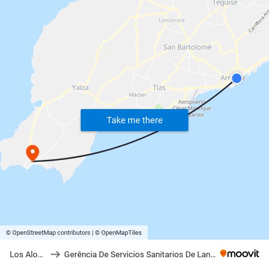 Los Alonso to Gerência De Servicios Sanitarios De Lanzarote map