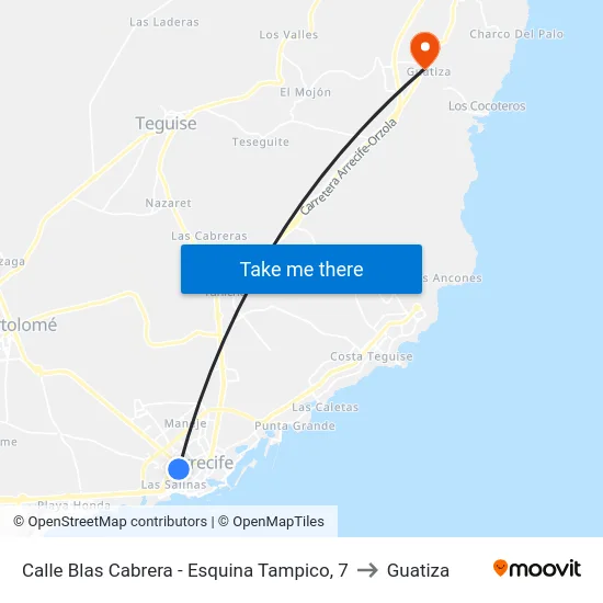 Calle Blas Cabrera - Esquina Tampico, 7 to Guatiza map