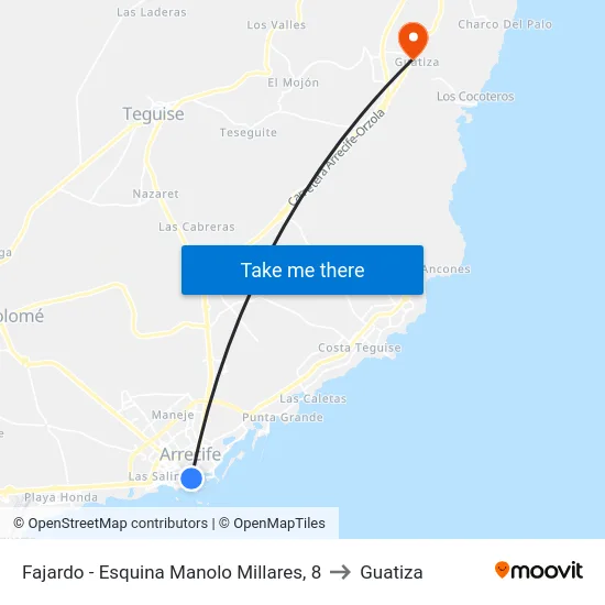 Fajardo - Esquina Manolo Millares, 8 to Guatiza map