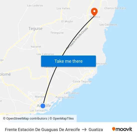 Frente Estación De Guaguas De Arrecife to Guatiza map