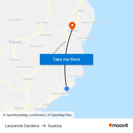 Lanzarote Gardens to Guatiza map