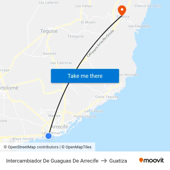 Intercambiador De Guaguas De Arrecife to Guatiza map