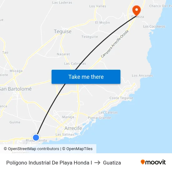 Polígono Industrial De Playa Honda I to Guatiza map