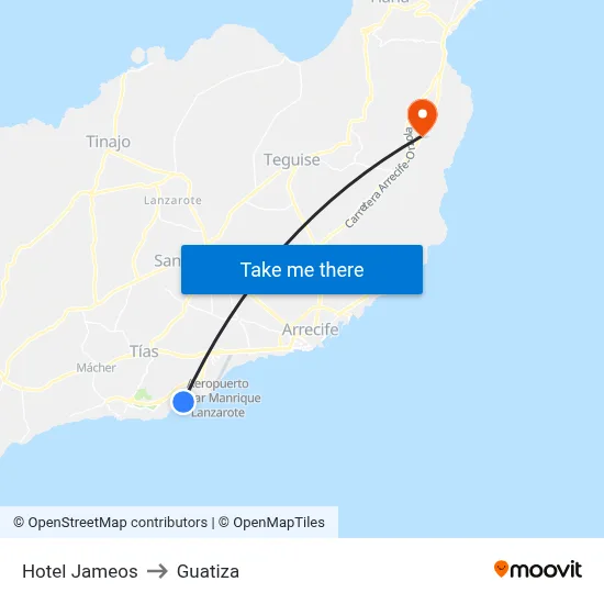 Hotel Jameos to Guatiza map
