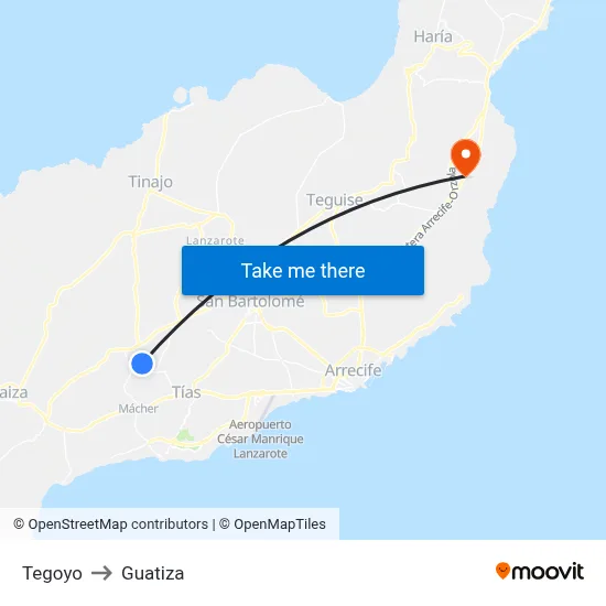 Tegoyo to Guatiza map