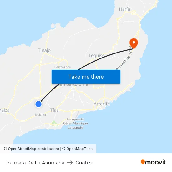 Palmera De La Asomada to Guatiza map