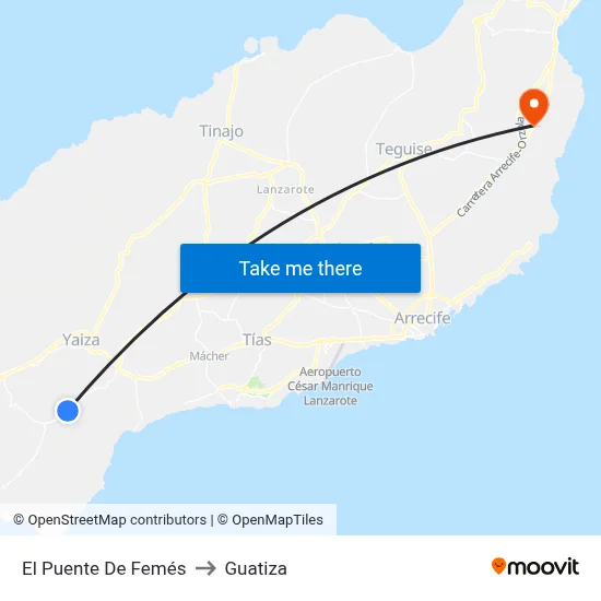 El Puente De Femés to Guatiza map