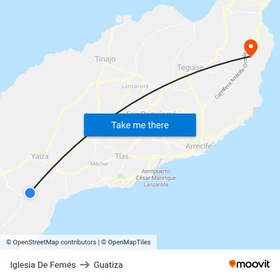Iglesia De Femés to Guatiza map