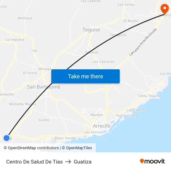Centro De Salud De Tías to Guatiza map