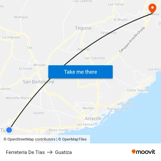 Ferretería De Tías to Guatiza map