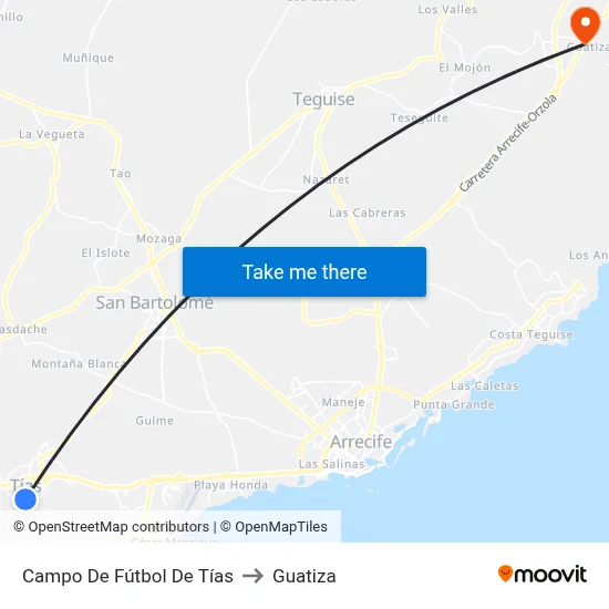 Campo De Fútbol De Tías to Guatiza map