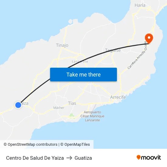Centro De Salud De Yaiza to Guatiza map