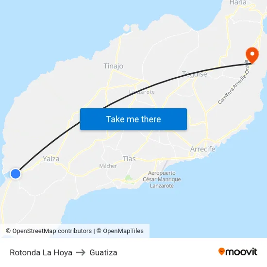 Rotonda La Hoya to Guatiza map