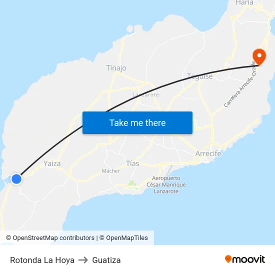 Rotonda La Hoya to Guatiza map