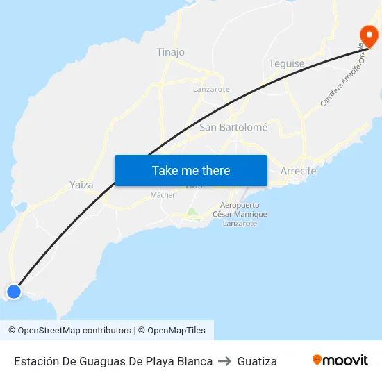 Estación De Guaguas De Playa Blanca to Guatiza map