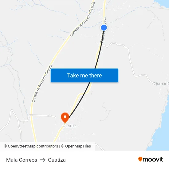 Mala Correos to Guatiza map