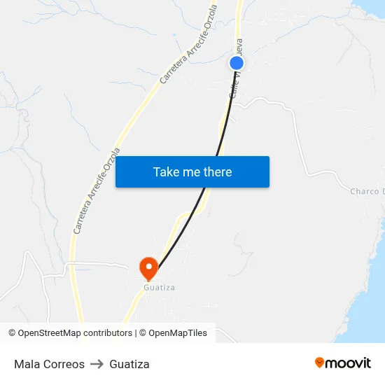 Mala Correos to Guatiza map