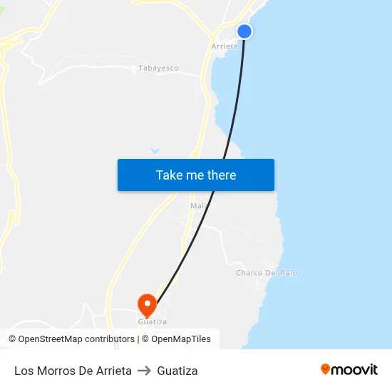 Los Morros De Arrieta to Guatiza map