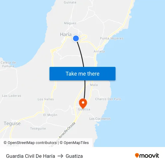 Guardia Civil De Haría to Guatiza map