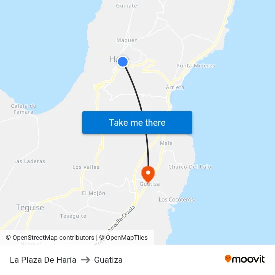 La Plaza De Haría to Guatiza map