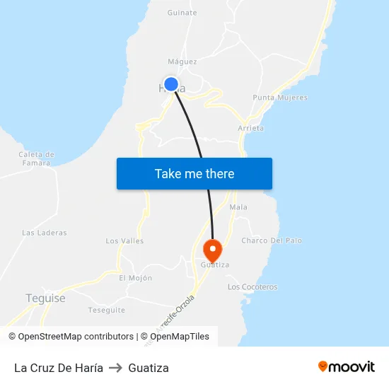 La Cruz De Haría to Guatiza map