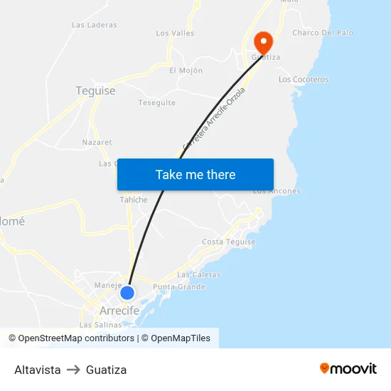 Altavista to Guatiza map