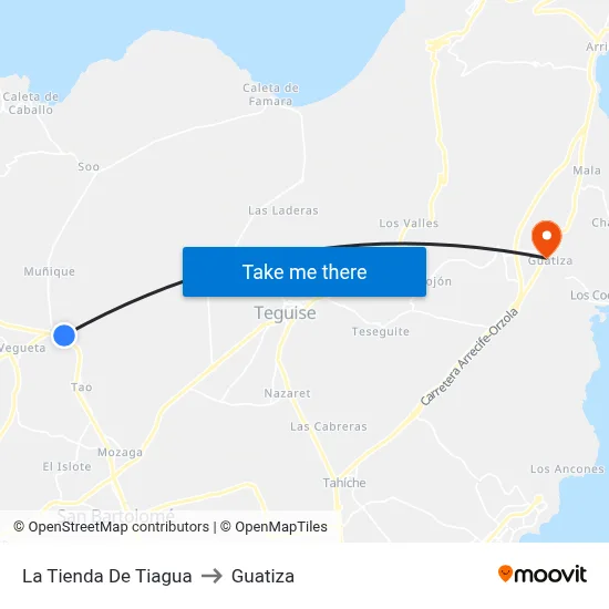 La Tienda De Tiagua to Guatiza map