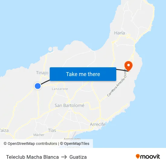 Teleclub Macha Blanca to Guatiza map