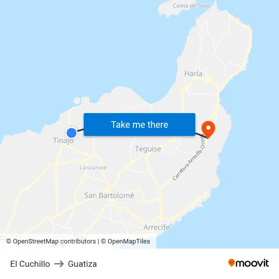 El Cuchillo to Guatiza map
