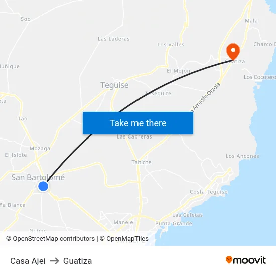 Casa Ajei to Guatiza map