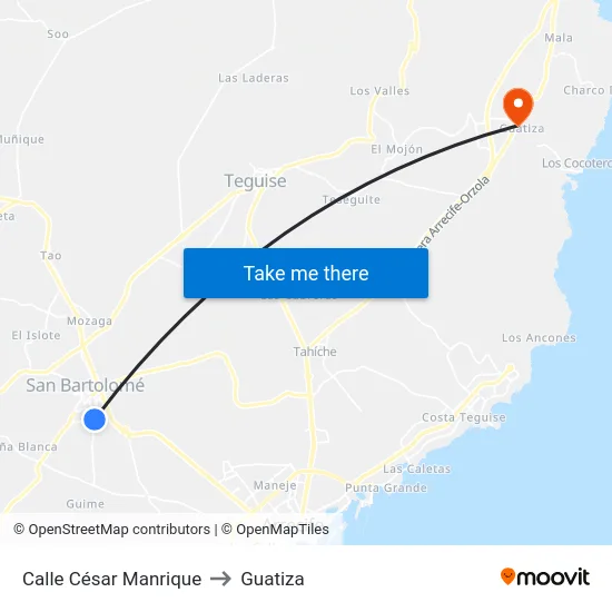Calle César Manrique to Guatiza map