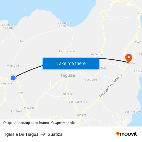 Iglesia De Tiagua to Guatiza map