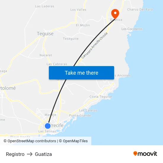 Registro to Guatiza map