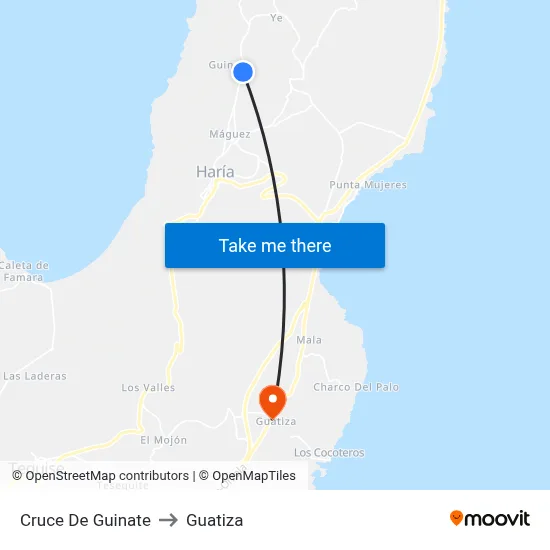 Cruce De Guinate to Guatiza map