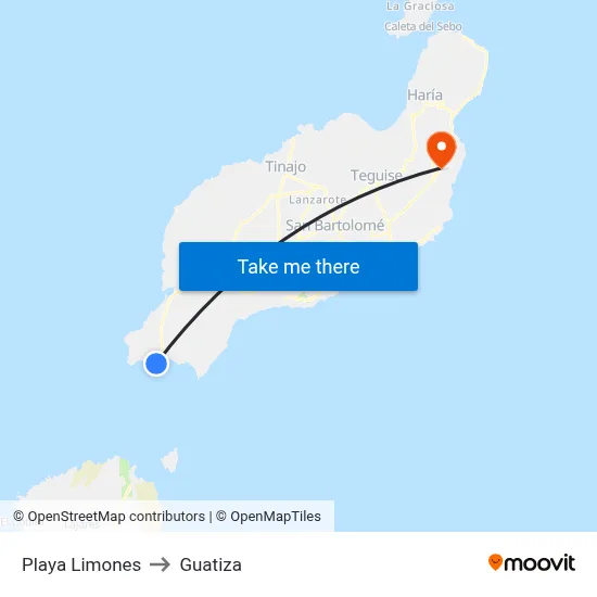 Playa Limones to Guatiza map