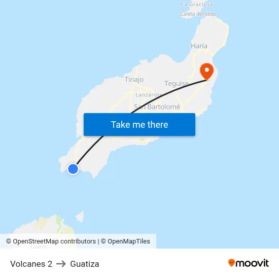 Volcanes 2 to Guatiza map