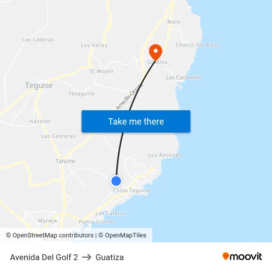 Avenida Del Golf 2 to Guatiza map