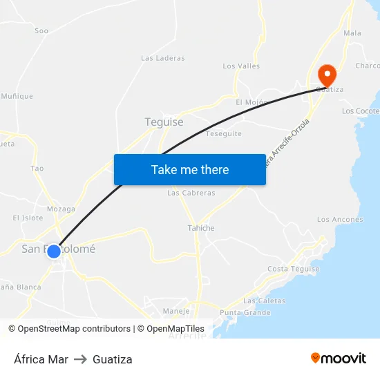 África Mar to Guatiza map