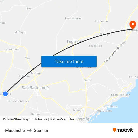 Masdache to Guatiza map