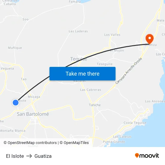 El Islote to Guatiza map