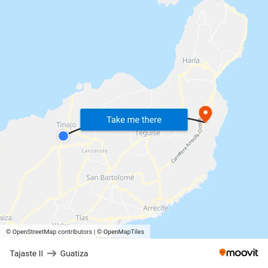 Tajaste II to Guatiza map